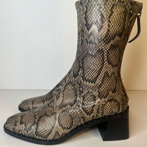Open Edit Snakeskin Print Woman’s Ankle Boots